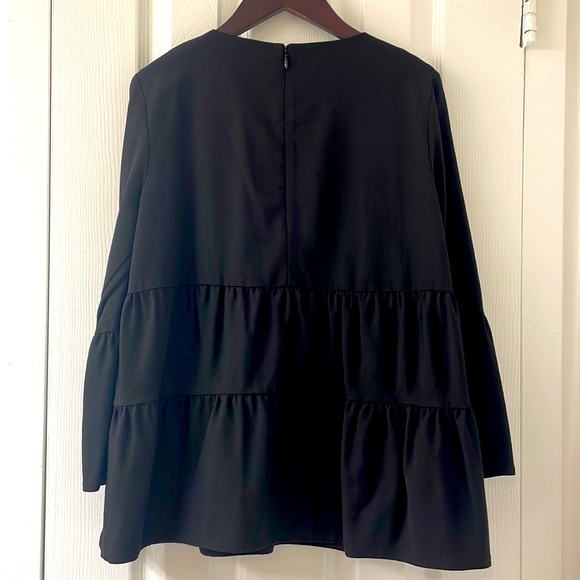 Cos Black Long Sleeve Tiered Top Size 2 - Picture 2 of 8